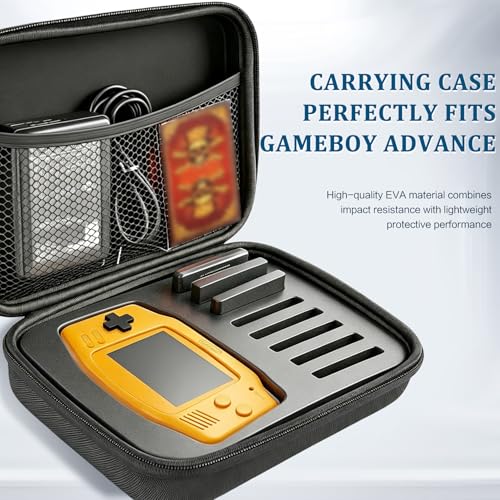 Carrying Case for Gameboy Advance GBA, Hard EVA Shockproof Travel Storage Bag for Console & 8 Game Cartridges, Portable Pocket with Top Mesh Pocket for Charger Cable, Black