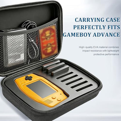 Carrying Case for Gameboy Advance GBA, Hard EVA Shockproof Travel Storage Bag for Console & 8 Game Cartridges, Portable Pocket with Top Mesh Pocket for Charger Cable, Black