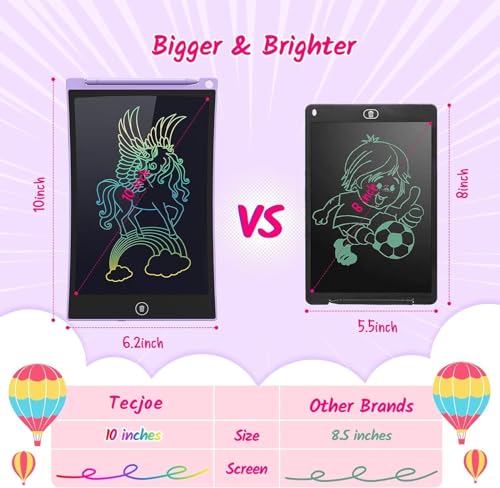 TECJOE 10 Inch 2 Pack LCD Writing Tablet, Colorful Doodle Board Drawing Tablet for Kids, No Mess Toddler Travel Learning Toys, Christmas Birthday Gifts for 3 4 5 6 7 8 Year Old Boys Girls Preschooler - color: Purple Pink