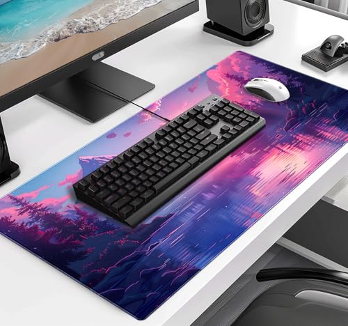 Sunset Mountain Landscape Extended Mouse Pad Game Office Sewing Table Mat | Large Extended Mouse Pad; Full Desk Coverage; Waterproof Coating; Stable Anti-Slide Base For Gaming, Office, Study Daily Use - color: Mountain Scenery
