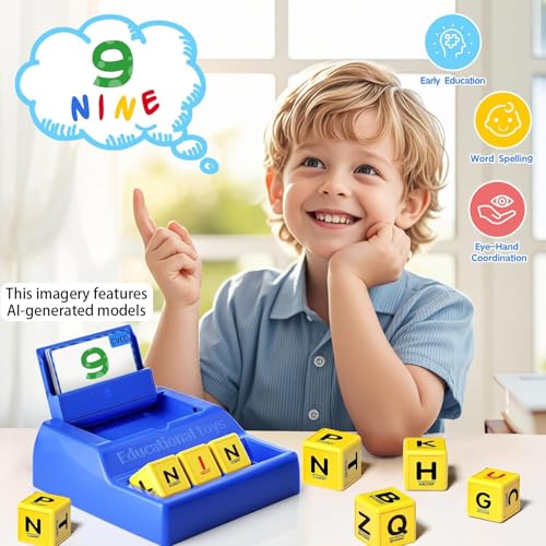 Montessori Matching Letter Game for Kids Ages 3-8 | Educational Learning Spelling Toys with Storage Function | Christmas Birthday Gifts for 3 4 5 6 Year Old Boys & Girls | Larger Blue (50% Bigger) - style: Big Size-Blue
