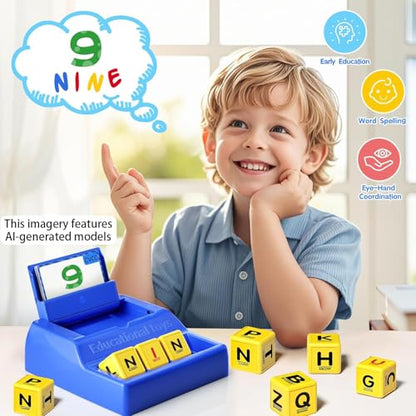 Montessori Matching Letter Game for Kids Ages 3-8 | Educational Learning Spelling Toys with Storage Function | Christmas Birthday Gifts for 3 4 5 6 Year Old Boys & Girls | Larger Blue (50% Bigger) - style: Big Size-Blue