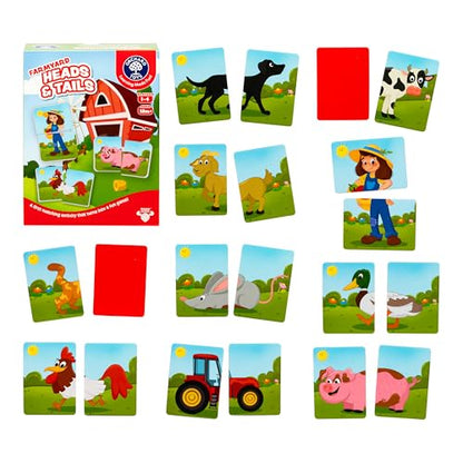 Orchard Toys, Farmyard Heads & Tails Game - New Art, A First Matching Activity That Develops Into a Fun Game, 24 Updated Chunky Cards, Age 18 Months+, 1-4 Players - style: Farmyard Heads & Tails