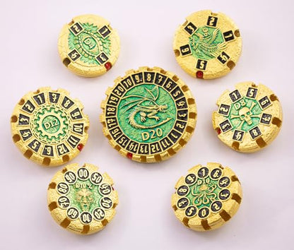 Metal DND Dice Set Spinning Dungeons and Dragon Dice Set Metal Dragon Polyhedral Magic 7 PCS Dice Set with Gift Box for Dungeons and Dragons Table Games Play Cards MTG(GyroDice_Pearl Gold Black) - color: Spinning Dice_pearl Gold Black