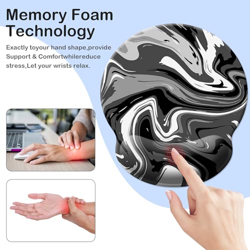 Gaming Mouse Pad Wrist Support,Ergonomic Mouse Pad with Wrist Rest,Comfortable Mousepad with Smooth Wrist Rest,Pain Relief Mouse Pads for Non-Slip Base,Computer,Laptop,Office，Home(Black-Gray Fluid) - color: Black-gray Fluid