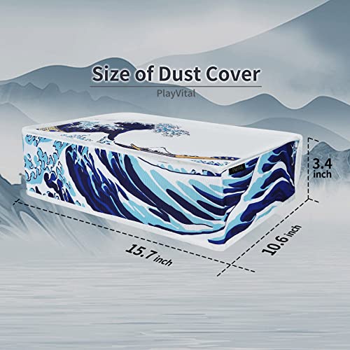 PlayVital Nylon Horizontal Dust Cover for ps5, Soft Neat Lining Dust Guard, Anti Scratch Waterproof Cover Sleeve for ps5 Console Digital Edition & Disc Edition - The Great Wave - color: The Great Wave