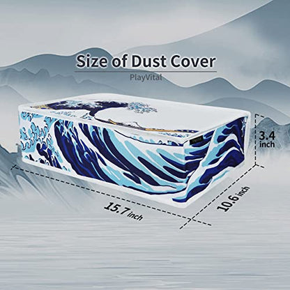 PlayVital Nylon Horizontal Dust Cover for ps5, Soft Neat Lining Dust Guard, Anti Scratch Waterproof Cover Sleeve for ps5 Console Digital Edition & Disc Edition - The Great Wave - color: The Great Wave