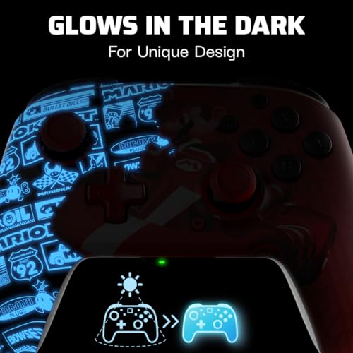 PDP Rematch Glow Wireless Controller Grand Prix Mario Nintendo Switch 2 | Nintendo Switch Lite, OLED, Motion Controls, Rechargeable 40-Hr Battery, 2 Mappable Back Buttons, Grand Prix Mario Glow - color: Grand Prix Mario