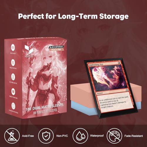 Peach Pink MTG Card Sleeves, Hypttior Dual Matte Textured 100 Card Sleeve with 100 Inner Sleeves for Standard Card, MTG, PKM, Baseball Card, Sports Cards - color: Peach