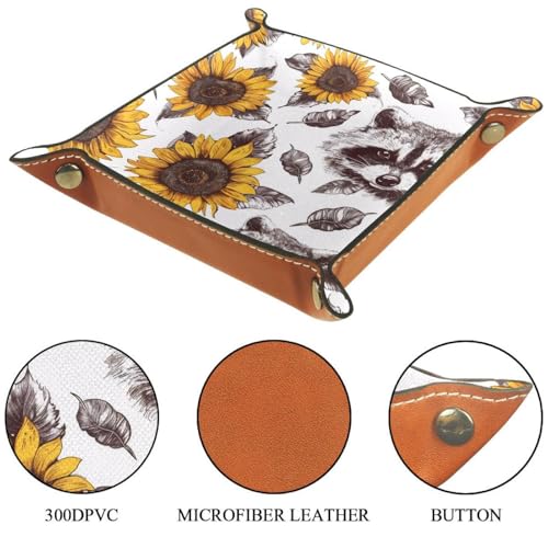 Raccoon and Sunflowers Dice Tray Dice Rolling Tray Folding Dice Holder for Dice Games, Like RPG, DND and Other Table Games - color: Multi 7