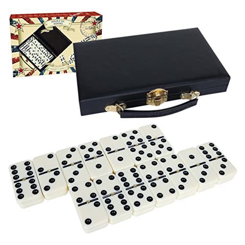 GOTHINK Portable Double 6 Dominos Set for Adults with Storage Box 28 Tiles Dominoes Set for Holiday Travel Game - Classic Tabletop Board Games Durable, Travel-Friendly, and Easy to Read Tiles - color: Double Six