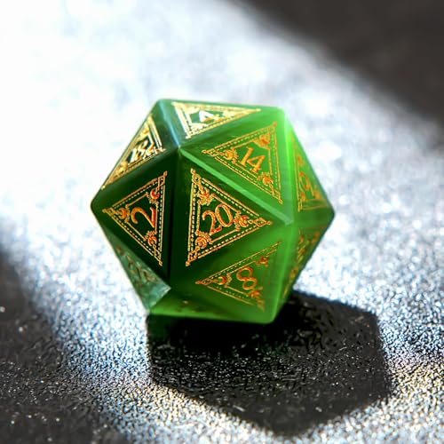1PCS Gem D20 DND Dice - 25mm 20 Sided Crystal Cat Eye D&D Dice for Dungeons and Dragons, RPG, Roleplaying Games MTG Table Games, Handmade Polyhedral Dice(Pattern Green) - color: D20 Cat Eye-pattern Green