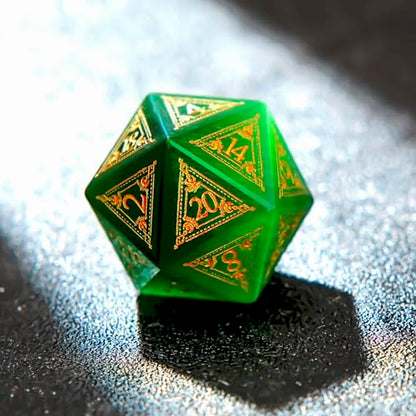 1PCS Gem D20 DND Dice - 25mm 20 Sided Crystal Cat Eye D&D Dice for Dungeons and Dragons, RPG, Roleplaying Games MTG Table Games, Handmade Polyhedral Dice(Pattern Green) - color: D20 Cat Eye-pattern Green