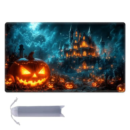 for MTG Playmat, Custom Trading Card Game Mat 27.6 x 15.7 in | Castle of Shadows Premium Non-Slip Rubber Base, Water-Resistant & Stitched Edges, Personalized High-Definition Art - color: Castle of Shadows, size: 28" x 16" Regular