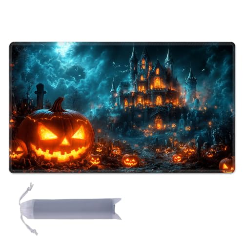 for MTG Playmat, Custom Trading Card Game Mat 27.6 x 15.7 in | Castle of Shadows Premium Non-Slip Rubber Base, Water-Resistant & Stitched Edges, Personalized High-Definition Art - color: Castle of Shadows, size: 28" x 16" Regular