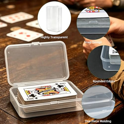 4 Pack Clear Plastic Blank Card Case Snap Button Playing Card Storage Box | Unbreakable compact card holder, suitable for trading cards, business cards and various card collection storage