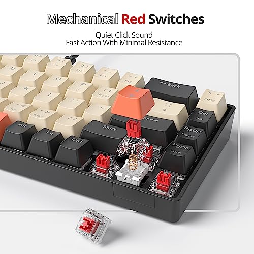 65% Mechanical Keyboard Wired Linear Red Switch RGB Backlight | 65 Percent 68-keys Compact Layout Gaming Keyboard TKL Ultra-Compact Mini RGB Backlit - color: 68 Carbon/Red Switch