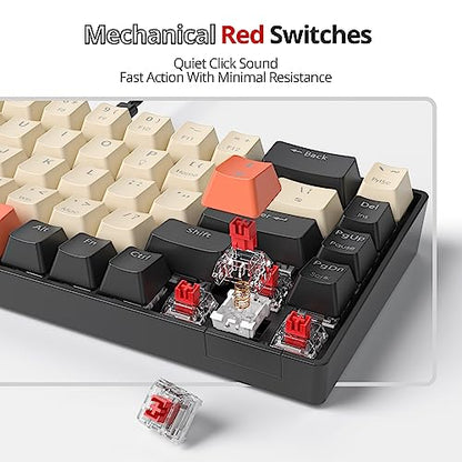 65% Mechanical Keyboard Wired Linear Red Switch RGB Backlight | 65 Percent 68-keys Compact Layout Gaming Keyboard TKL Ultra-Compact Mini RGB Backlit - color: 68 Carbon/Red Switch