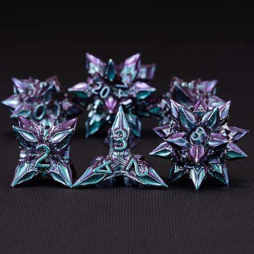 DND Dice Set Metal,Polyhedral D&D Metallic Heterotypic D and D Dice with Cracks for Dungeons and Dragons RPG TTRPG 7-Die Set with Gift (Heterotypic, Heterotypic-Purple) - color: Heterotypic-purple, style: Heterotypic