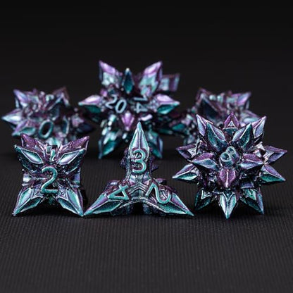 DND Dice Set Metal,Polyhedral D&D Metallic Heterotypic D and D Dice with Cracks for Dungeons and Dragons RPG TTRPG 7-Die Set with Gift (Heterotypic, Heterotypic-Purple) - color: Heterotypic-purple, style: Heterotypic