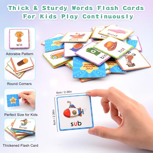 Memory Game, CVC Word Games Kindergarten, Memory Games for Kids Ages 4-8, Matching Games for Toddlers 3-5, Phonics Games Flash Cards 2-4 Years, Memory Card Game Homeschool Learning Educational Toys