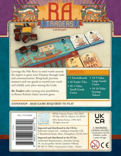 Ra: Traders Expansion | Expansion for Reiner Knizia’s Classic Auction Board Game by 25th Century Games, New Auction Tiles - style: RA Traders Expansion