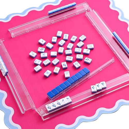 TIASUSAN Mahjong Mat (31.5” x 31.5”) with Black Carrying Bag, Anti-Slip, Mahjong Mat for Table, Poker, Board Games, Dominoes, and Card Games - color: Magenta