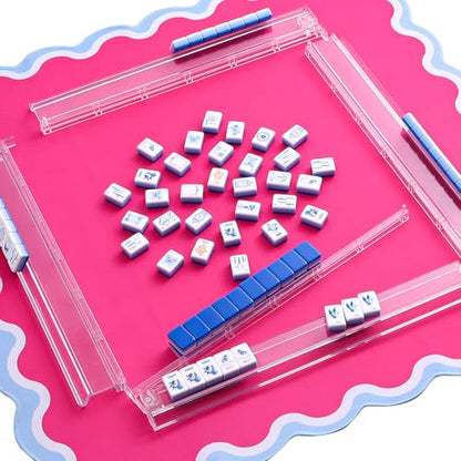 TIASUSAN Mahjong Mat (31.5” x 31.5”) with Black Carrying Bag, Anti-Slip, Mahjong Mat for Table, Poker, Board Games, Dominoes, and Card Games - color: Magenta