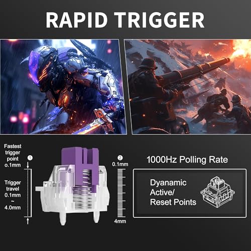 MageGee 60% Rapid Trigger Gaming Keyboard, Hall Effect Magnetic Switch, Actuation Point Adjustable, Hot Swappable RGB Backlit Wired Keyboard with Arrow Keys for Win/PC/MAC, Black - color: Black