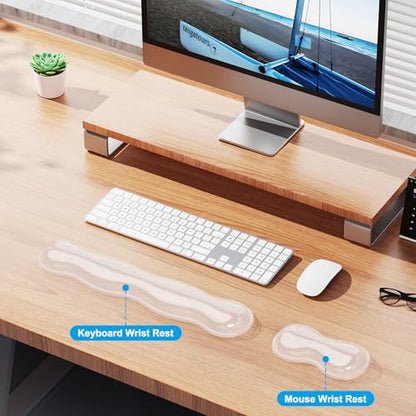 MOKURU Gel Keyboard and Mouse Wrist Rest Set, Comfort Ergonomic Wrist Support, for Wrist Pain Relief, Computer Keyboard Wrist Rest (Transparent) - color: Transparent