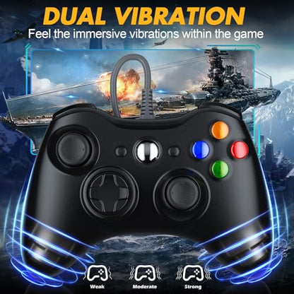 Nonbliep Wired for Xbox Controller Compatible with Wired Controller for Xbox 360 and PC with Dual Vibration/2.5mm Audio Jack Black - color: Black