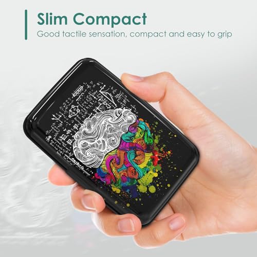 Credit Card Holders, Metal Card Wallet RFID Blocking Slim Aluminum Business Hard Cards Cases for Women Men, Brain Graffiti - color: Brain Graffiti