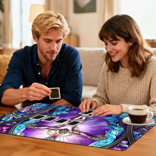 for MTG Playmat TCG Card Game Mat with Stitched Edges,Board Game Mats Non-Slip Waterproof Rubber Base 24 x 14 inch for CCG RPG DTCG Trading Card,Crucifixion Scene - color: Crucifixion Scene