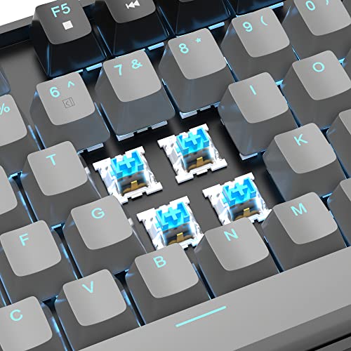 MageGee 75% Mechanical Gaming Keyboard, Blue Switch, LED Backlit, 87 Keys Compact TKL Wired Computer Keyboards for Windows Laptop PC Gamer - Grey/Black - color: Grey Black/Blue Switch