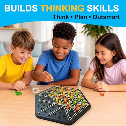 Strategy Board Game for Family Game Night - Fun Triangle Rubber Band Games for Kids Ages 6 and Up - Logic Challenge for 2-4 Players