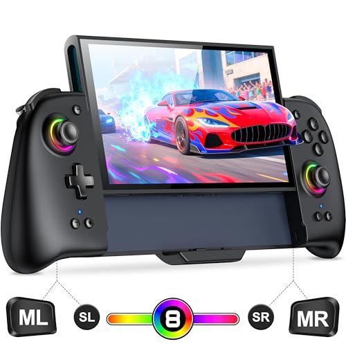 Gammeefy Switch 2 Controller – Hall Effect Joysticks & Enhanced Grip – One Piece Switch Joypad Replacement Switch 2 Pro Controller with 8-Color RGB Lighting, Turbo, Macros Game Boy Color - Black, 7.9" - color: Black, size: Switch 2 - (7.9")
