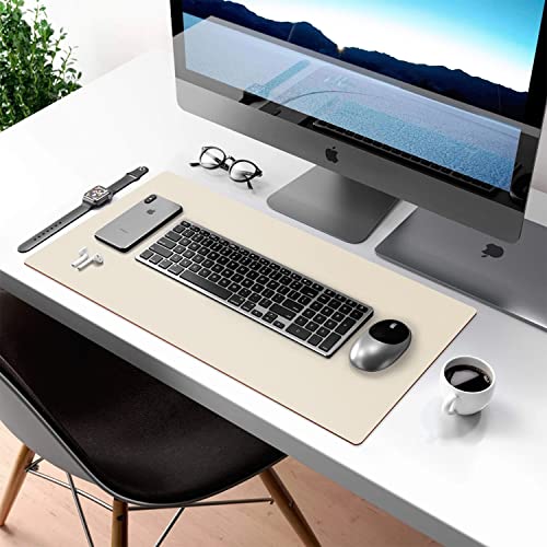 Aothia Double-Sided PU Leather Desk Pad - Non-Slip Large Mouse Pad & Desk Mat for Office, Home - Waterproof, Easy to Clean, Durable Dual-Sided Surface (31.5" x 15.7", Beige) - color: Beige, size: 31.5" x 15.7"