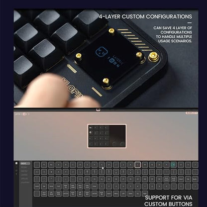 Double Knob Custom Macro Pad Programmable Designer Mini Keyboard 16 Keys with Screen (White, KB16) - color: White, size: 16-Key