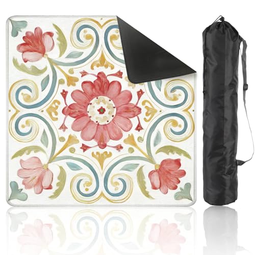 Mahjong Mat 31.5" x 31.5" Vintage Floral Swirls Bright Colors Non-Slip Noise Reduction Mahjong Tiles Table Cover for Dominoes Poker Card Board and Tile Games - color: Color7