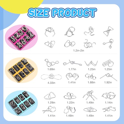 Metal Brain Teaser Puzzles Ring Educational Toys, Steel IQ Games Physics Mind Metal Puzzles for Adults, Unlock Interlock Game, Brain Teaser Puzzle for Party Favor Kids (B) - style: B