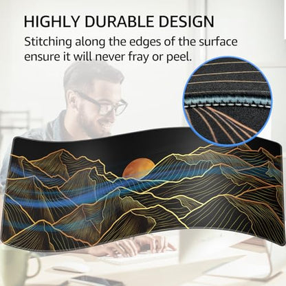 KTRIO Large Gaming Mouse Pad, Desk Mat, 31.5 x 11.8 in, Bright Rise, XL | Smooth Micro-Weave Surface, Artistic Pattern Design, Non-Slip Rubber Base, Durable Stitched Edges, Office & Home Use - color: Bright Rise, size: 31.5l X 11.8w Inches
