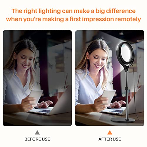 Video Conference Lighting Kit,Anozer Desk Ring Light for Computer Laptop Mac,Circle Face Lights with 3 Dimmable Color & 10 Brightness for Zoom Meeting Call,Live Streaming,Webcam Chat,Makeup