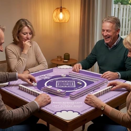 Mahjong Mat for Table,31.5 * 31.5in 3mm，Non-Slip, Silent. | Mahjong Mat with Rules with Storage Bag， Reduction Gaming Mat for Mahjong, Poker, Board Games, Dominoes (Purple) - color: Purple