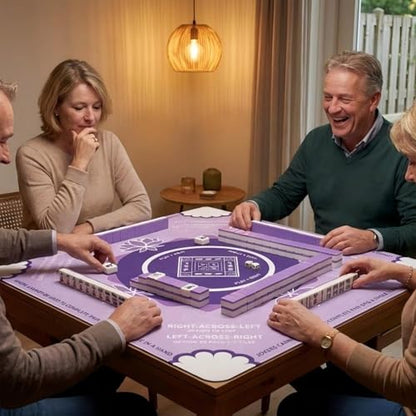 Mahjong Mat for Table,31.5 * 31.5in 3mm，Non-Slip, Silent. | Mahjong Mat with Rules with Storage Bag， Reduction Gaming Mat for Mahjong, Poker, Board Games, Dominoes (Purple) - color: Purple