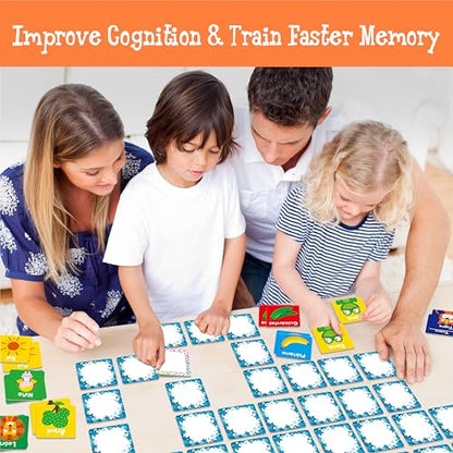 Hebayy Spanish Memory Matching Game, 72 PCS First Words Matching Cards for Toddlers, 36 Pairs Memory Cards Educational Toys Preschool Spanish Learning Activities for 4 5 6 Years Old - style: Cartoon Animals (Spanish version)