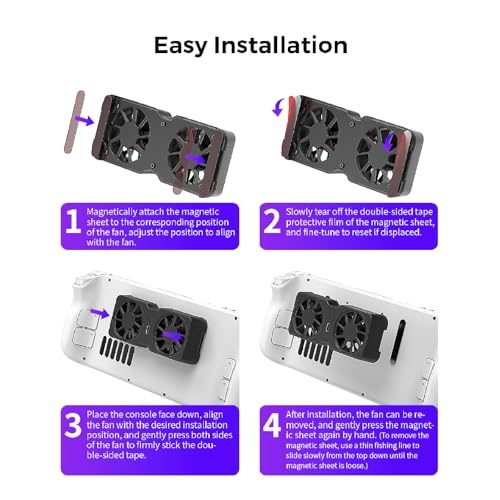 Magnetic Cooling Cooler For Steam Deck ROG Ally X For Legion Go Handheld Game Console 45mm Dual Fan, 6000RPM 3 Speed Adjustable Portable Lightweight Cooling Fan With 10-16CFM Airflow Thermal Accessory