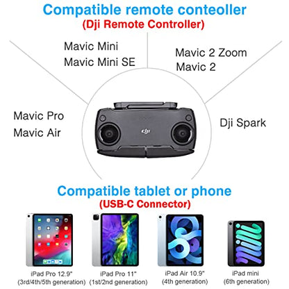 1FT+0.5FT(2 pack) Micro to USB C Remote Controller Cable for IPhone 17/16/16e/15 Pro Max, DJI Mavic Mini SE, Mavic 2 Pro/Zoom/Air, Mavic Pro, Spark, DJI Drone to Tablet Cable OTG Data Cord Accessories - style: Micro to USB C