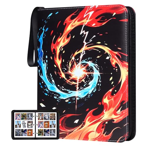 Collectible Trading Card Albums, 9 Pocket Trading Card Holder Fits 990 Cards With 55 Removable Sleeves Card Storage Organizer Case Compatible with Trading Card and Other Sports Cards - color: 990-COLORFUL-2
