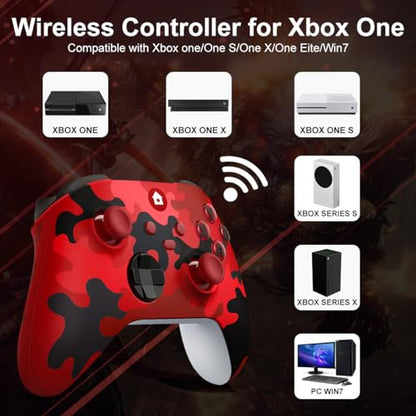 ADHJIE Xbox One Controller, 2.4GHz Wireless Controller for Xbox One X | S Xbox Series X/S/PC with 3.5mm Audio Headset Jack, Dual Vibration, Camo Red - color: Camo Red