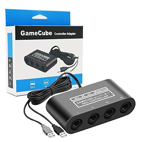 Gamecube Controller Adapter for Switch /OLED /Switch 2, Gamecube Adapter Compatible with PC Wii U with 4 Ports 6 FT Cable Support Turbo and Vibration for Gamecube Controller Play Super Smash Bros